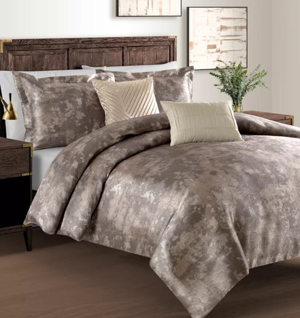 Sunham Duvet Cover & Filler SET Insert King Luxe Bedding Metallic Jacquard NEW